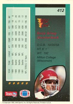 1992 Wild Card - 1000 Stripe #412 Dave Krieg Back