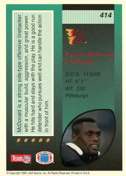 1992 Wild Card - 1000 Stripe #414 Ricardo McDonald Back
