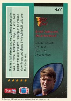 1992 Wild Card - 1000 Stripe #427 Brad Johnson Back
