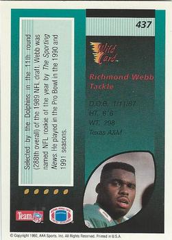 1992 Wild Card - 1000 Stripe #437 Richmond Webb Back