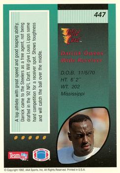 1992 Wild Card - 1000 Stripe #447 Darrick Owens Back