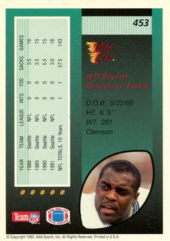 1992 Wild Card - 1000 Stripe #453 Jeff Bryant Back