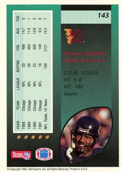 1992 Wild Card - 20 Stripe #143 Dennis Gentry Back