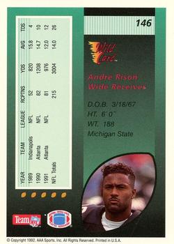 1992 Wild Card - 20 Stripe #146 Andre Rison Back