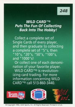 1992 Wild Card - 20 Stripe #248 Checklist 3: 101-150 Back