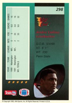1992 Wild Card - 20 Stripe #298 Andre Collins Back