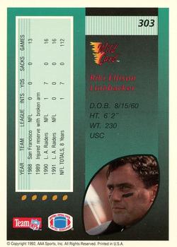 1992 Wild Card - 20 Stripe #303 Riki Ellison Back