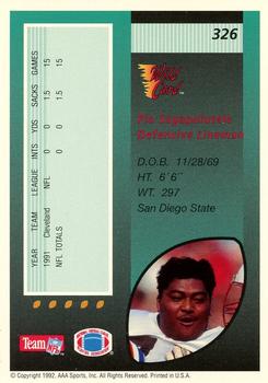 1992 Wild Card - 20 Stripe #326 Pio Sagapolutele Back