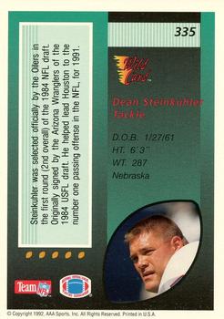 1992 Wild Card - 20 Stripe #335 Dean Steinkuhler Back