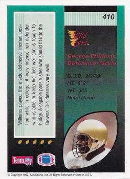 1992 Wild Card - 20 Stripe #410 George Williams Back