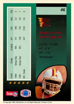 1992 Wild Card - 5 Stripe #46 Reggie Cobb Back