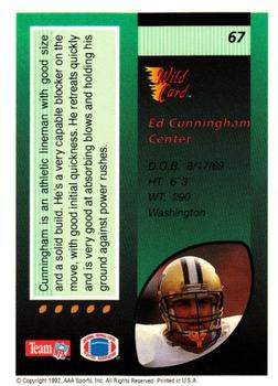 1992 Wild Card - 5 Stripe #67 Ed Cunningham Back