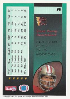 1992 Wild Card - 5 Stripe #98 Steve Young Back