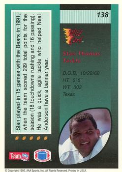 1992 Wild Card - 5 Stripe #138 Stan Thomas Back