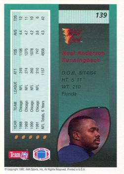 1992 Wild Card - 5 Stripe #139 Neal Anderson Back