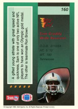 1992 Wild Card - 5 Stripe #160 Sam Graddy Back