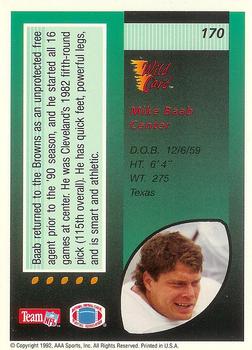 1992 Wild Card - 5 Stripe #170 Mike Baab Back