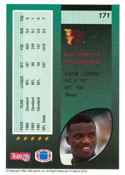 1992 Wild Card - 5 Stripe #171 Eric Metcalf Back