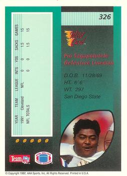 1992 Wild Card - 5 Stripe #326 Pio Sagapolutele Back
