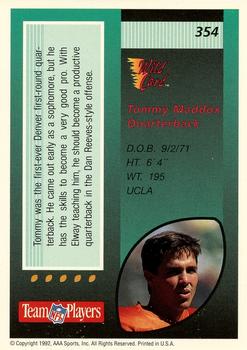 1992 Wild Card - 5 Stripe #354 Tommy Maddox Back