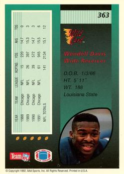 1992 Wild Card - 5 Stripe #363 Wendell Davis Back