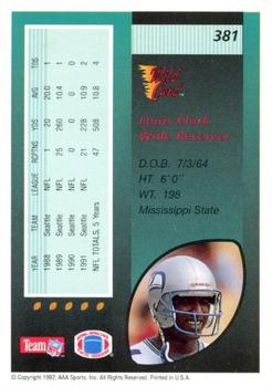 1992 Wild Card - 5 Stripe #381 Louis Clark Back