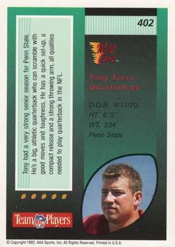 1992 Wild Card - 5 Stripe #402 Tony Sacca Back