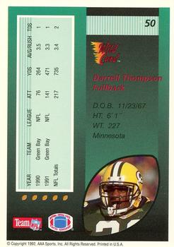 1992 Wild Card - 50 Stripe #50 Darrell Thompson Back