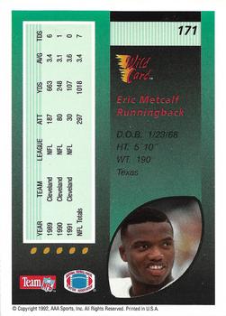 1992 Wild Card - 50 Stripe #171 Eric Metcalf Back