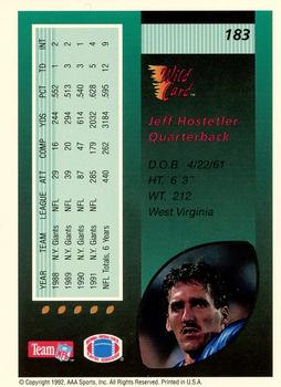1992 Wild Card - 50 Stripe #183 Jeff Hostetler Back
