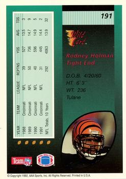 1992 Wild Card - 50 Stripe #191 Rodney Holman Back