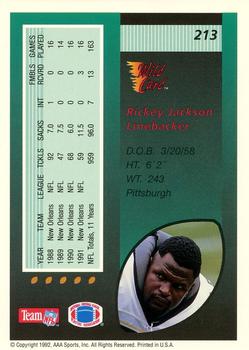 1992 Wild Card - 50 Stripe #213 Rickey Jackson Back