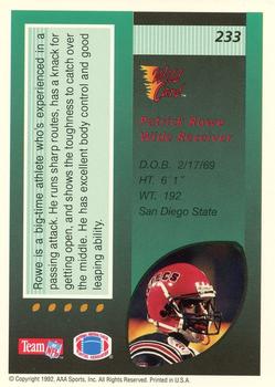 1992 Wild Card - 50 Stripe #233 Patrick Rowe Back