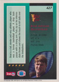 1992 Wild Card - 50 Stripe #427 Brad Johnson Back