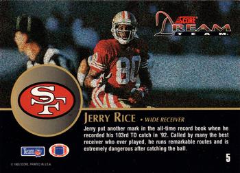 1993 Score - Dream Team #5 Jerry Rice Back