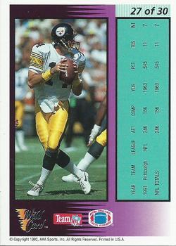 1992 Wild Card - Field Force Silver #27 Neil O'Donnell Back