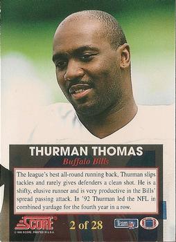 1993 Score - The Franchise #2 Thurman Thomas Back