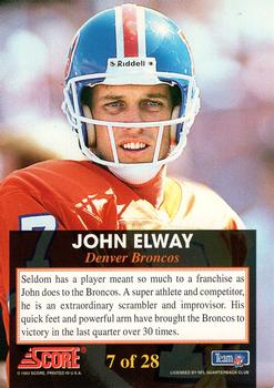 1993 Score - The Franchise #7 John Elway Back
