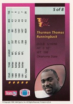 1992 Wild Card - Pro Picks #5 Thurman Thomas Back