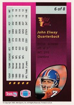 1992 Wild Card - Pro Picks #6 John Elway Back