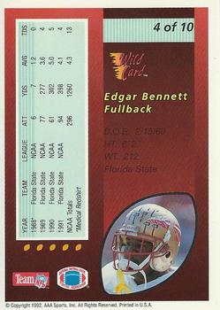 1992 Wild Card - Red Hot Rookies #4 Edgar Bennett Back