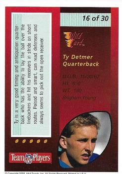 1992 Wild Card - Red Hot Rookies 10 Stripe #16 Ty Detmer Back