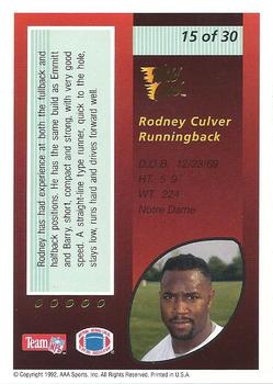 1992 Wild Card - Red Hot Rookies Gold #15 Rodney Culver Back