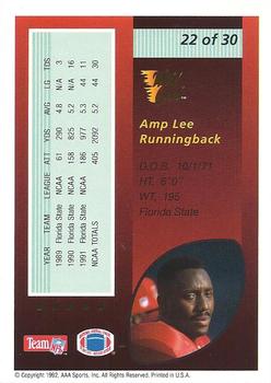 1992 Wild Card - Red Hot Rookies Gold #22 Amp Lee Back