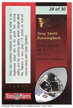 1992 Wild Card - Red Hot Rookies Gold #28 Tony Smith Back