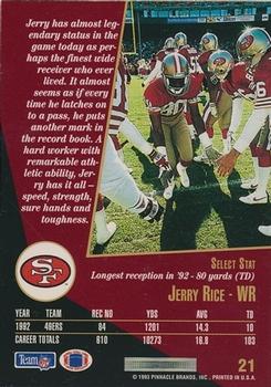 1993 Select #21 Jerry Rice Back