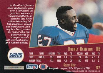 1993 Select #37 Rodney Hampton Back