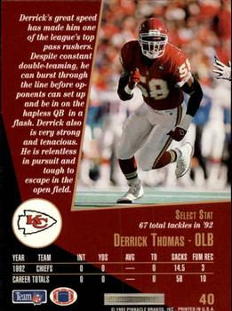 1993 Select #40 Derrick Thomas Back
