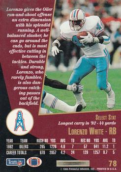 1993 Select #78 Lorenzo White Back