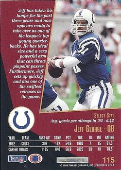 1993 Select #115 Jeff George Back